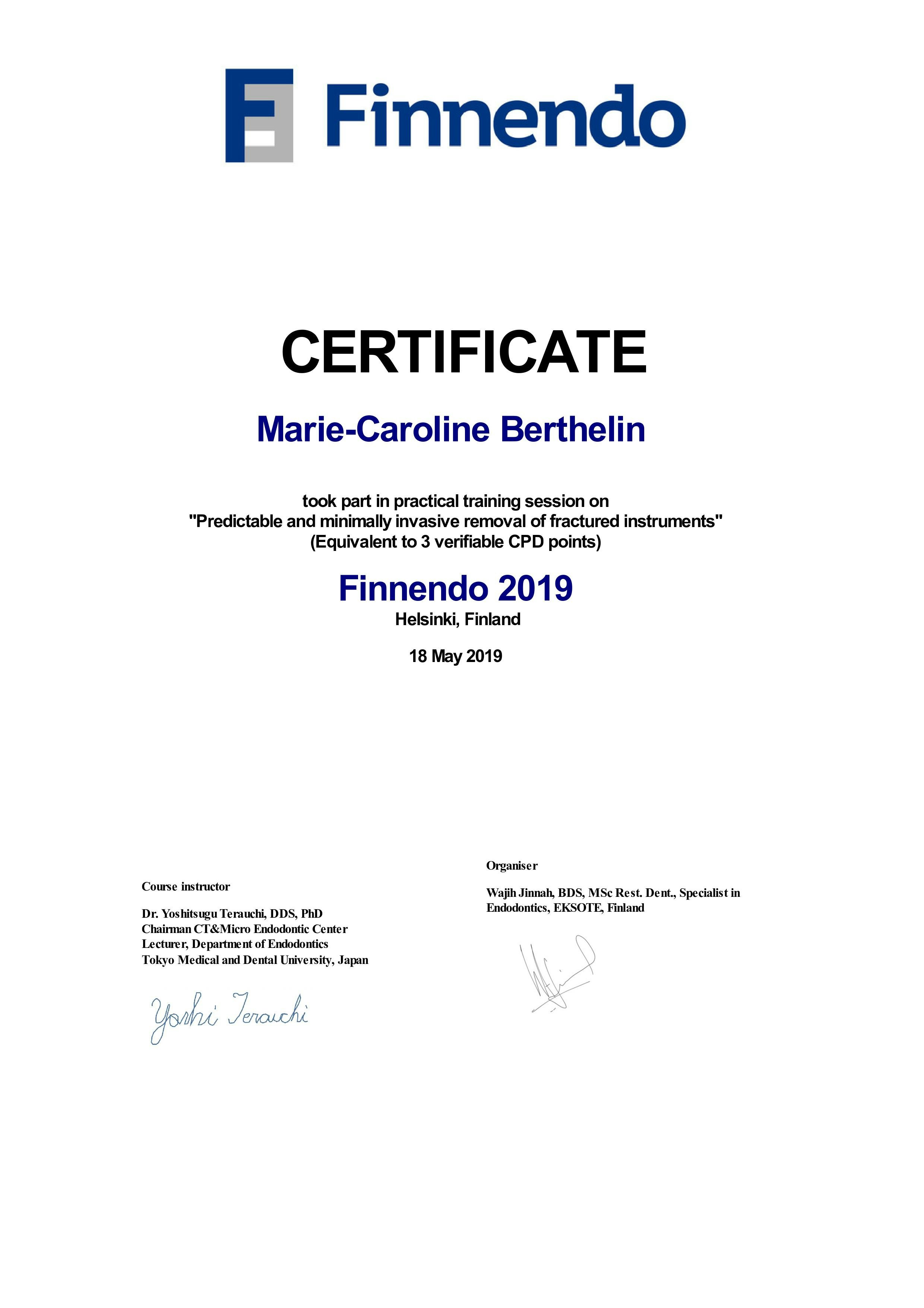 Finnendo Certificate