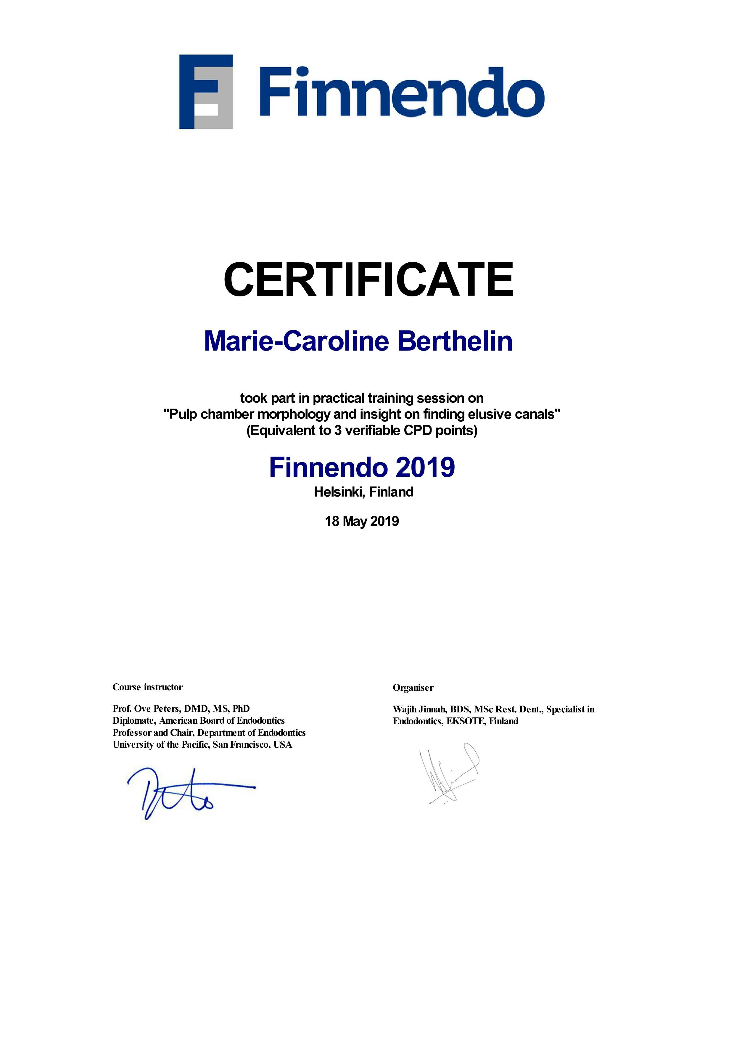 Finnendo Certificate